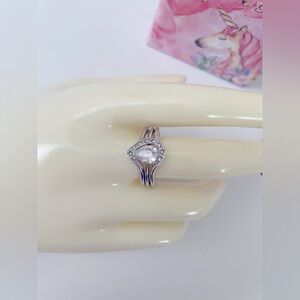2pcs Elegant Silver Women's Ring 9